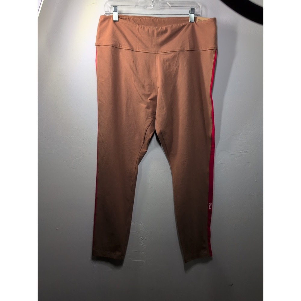 Victorias Secret Leggings XXL Long Brown Caramel High Rise Cotton Pants Pink New